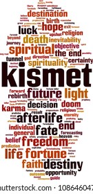 Kismet word cloud concept. Vector illustration