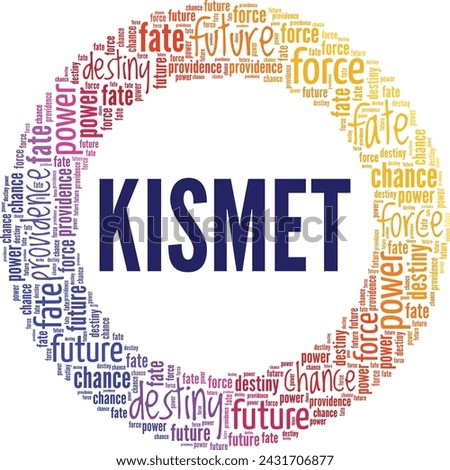 Kismet word cloud conceptual design isolated on white background.
