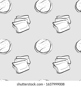 Kisra seamless pattern greyscale drawing. Useable for wallpaper or any sized decoration. Handdrawn Vector Illustration