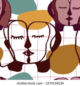 Kiss in abstract style. Hand-drawn vector seamless pattern for your sensual design.