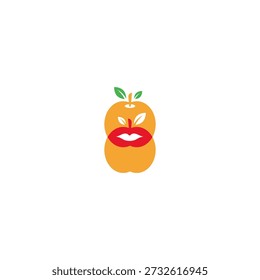 Kiss apple lips shape logo illustration.