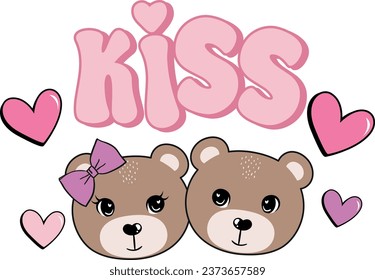 kiss bear graphic tees for girl design