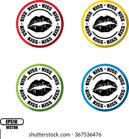 "Kiss", Button, label and sign - Vector illustration