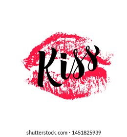 Kiss Calligraphy Hand Lettering Lipstick Kiss Stock Vector (Royalty ...