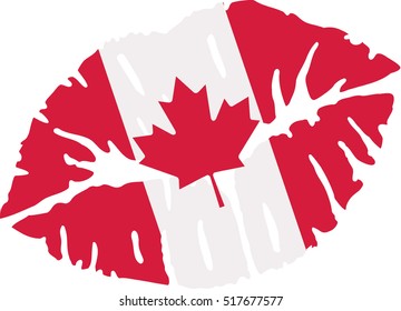 Kiss with canadian flag 