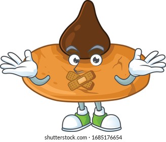 Kiss cookies cartoon character design concept showing silent gesture
