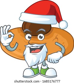 Kiss cookies cartoon character of Santa showing ok finger