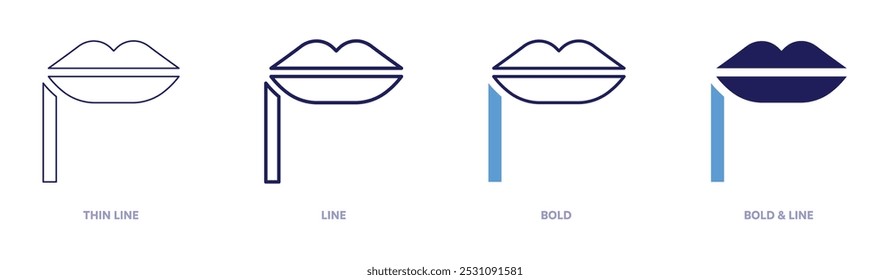 Kiss costume mask icon in 4 different styles. Thin Line, Line, Bold, and Bold Line. Duotone style. Editable stroke.