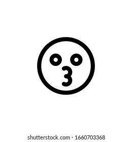 Kiss Cute Duck Face Emoticon Icon Vector Illustration. Outline Style.
