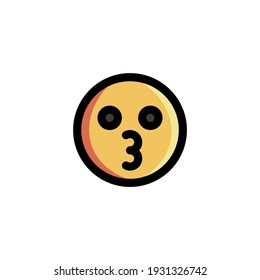 Kiss Cute Duck Face Emoticon Icon Logo Vector Illustration. Outline Style.
