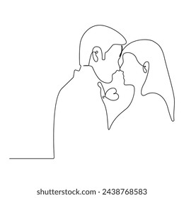 Kiss day continuous one line art drawing vector design and illustration