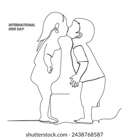 Kiss day continuous one line art drawing vector design and illustration