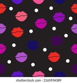 Kiss day sketch seamless pattern different colors lips