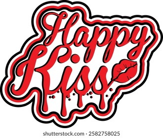 Kiss day valentine typography Sticker design, Sticker design, Vector design