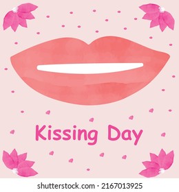 Kiss day.   Watercolor lips. vector