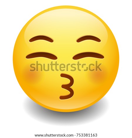 Kiss Emoji Closed Eyes Smiley Face Vector Design Art