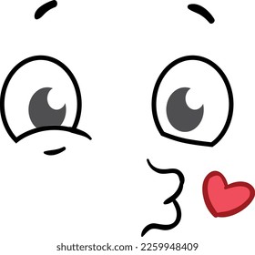 Besa emoji. Comic face expression. Emoción agradecida