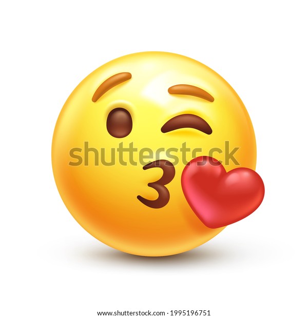 Kiss Emoji Love Emoticon Lips Blowing Stock Vector (Royalty Free ...