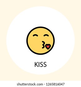 Kiss emotion concept line icon. Simple element illustration. Kiss emotion concept outline symbol design. Can be used for web and mobile UI/UX . Modern vector style. 