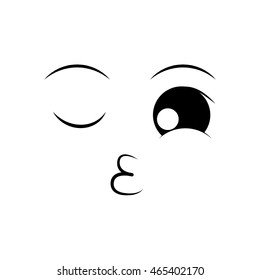 kiss face cartoon expression emotion icon. Isolated and flat illustration. Vector graphic