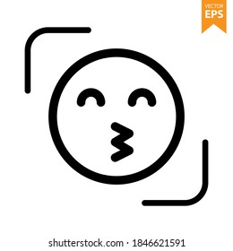 Kiss face emoji icon. Emoticons icon vector. Avatar symbol. Character pictogram, flat vector sign. For graphic and web design. Eps10 vector illustration.