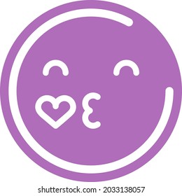 Kiss face emoticon, illustration, vector, on a white background.