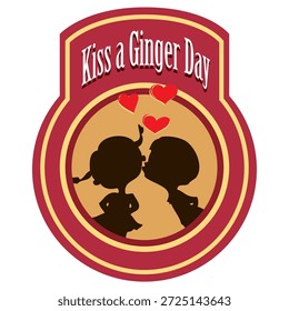 Kiss a Ginger Day sticker, vector illustration
