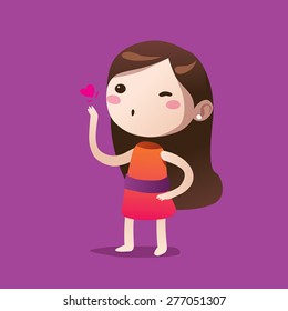 Kiss girl cute vector character cartoon