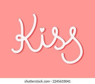 Kiss. Hand drawn. Design for holiday greeting cards of invitations of the wedding day and Happy Valentine's day. 