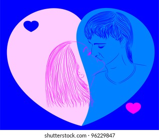 kiss of a handsome guy with a girl