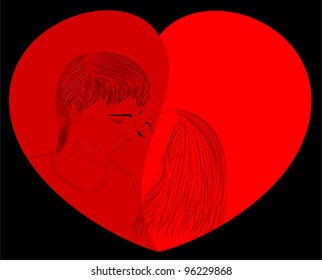 kiss of a handsome guy with a girl