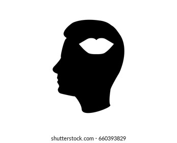 Kiss, human head, icon, vector illustration of Eps10