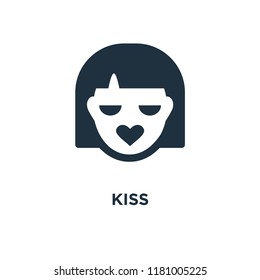 Kiss icon. Black filled vector illustration. Kiss symbol on white background. Can be used in web and mobile.