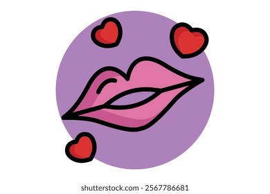 Kiss icon. colored outline icon style. icon related to valentine. valentine day elements vector illustration