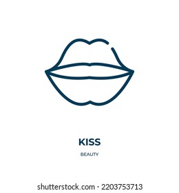 Kiss icon. Linear vector illustration from beauty collection. Outline kiss icon vector. Thin line symbol for use on web and mobile apps, logo, print media.