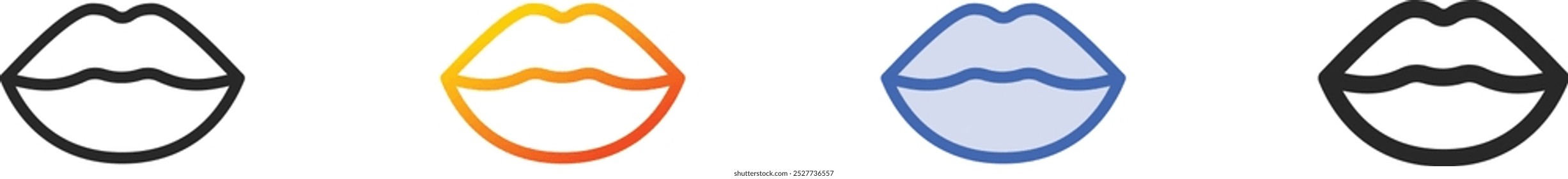 kiss icon.Thin Linear, Gradient, Blue Stroke and bold Style Design Isolated On White Background