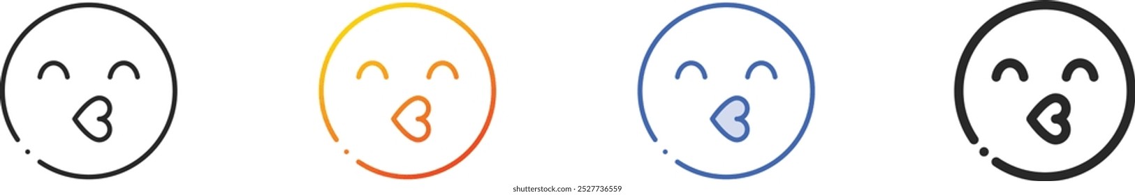 kiss icon.Thin Linear, Gradient, Blue Stroke and bold Style Design Isolated On White Background