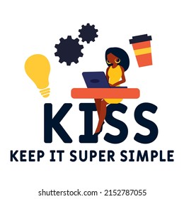 KISS - Keep It Super Simple acronym. business concept background.  vector illustration concept with keywords and icons. lettering illustration with icons for web banner, flyer, landing