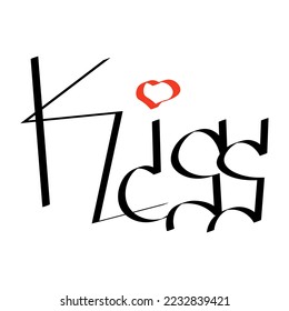 Kiss lettering isolated on the white background