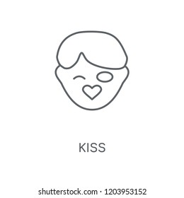 Kiss linear icon. Kiss concept stroke symbol design. Thin graphic elements vector illustration, outline pattern on a white background, eps 10.