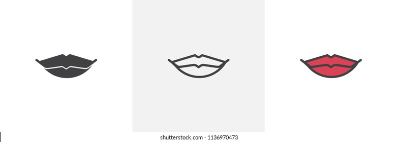 Kiss lips icon. Line, solid and filled outline colorful version, outline and filled vector sign. Symbol, logo illustration. Different style icons set. Pixel perfect vector graphics
