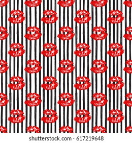 Kiss, Lips Seamless Pattern background. Vector Illustration isolated on white