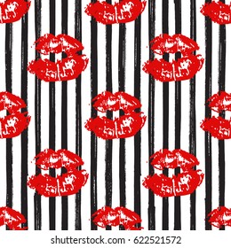 Kiss, Lips Seamless Pattern background. Vector Illustration isolated on white
