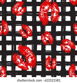 Kiss, Lips Seamless Pattern background. Vector Illustration isolated on white