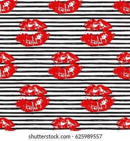 Kiss, Lips Seamless Pattern background. Vector Illustration isolated on white