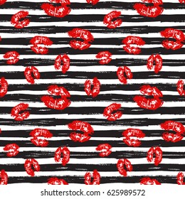 Kiss, Lips Seamless Pattern background. Vector Illustration isolated on white