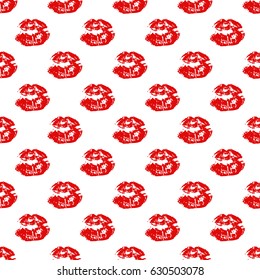 Kiss, Lips Seamless Pattern background. Vector Illustration isolated on white