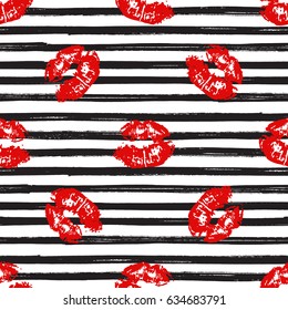 Kiss, Lips Seamless Pattern background. Vector Illustration isolated on white