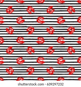 Kiss, Lips Seamless Pattern background. Vector Illustration isolated on white