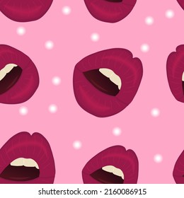 labios de beso patrón sin fisuras para impresión, textil, papel de envoltura, tela
